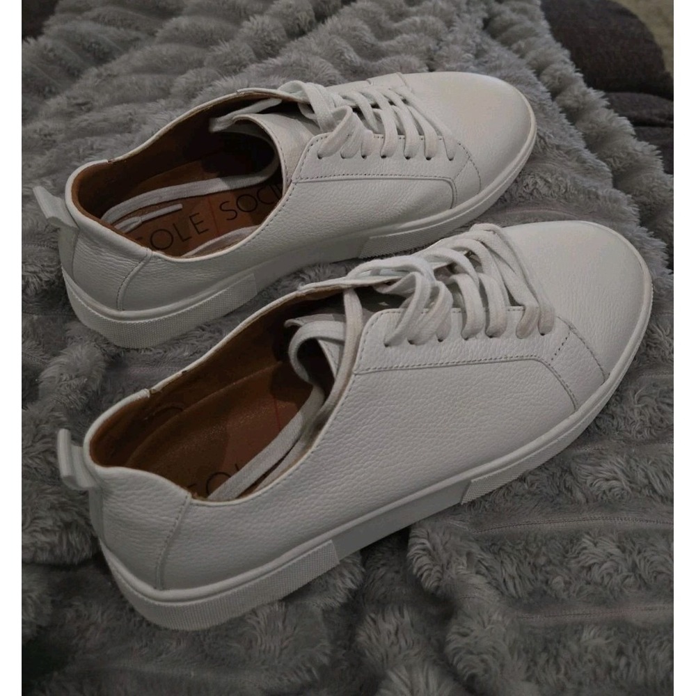 Sole Society Zamilio White Pebbled Leather Platform Sneakers Mens 8M Womens 10